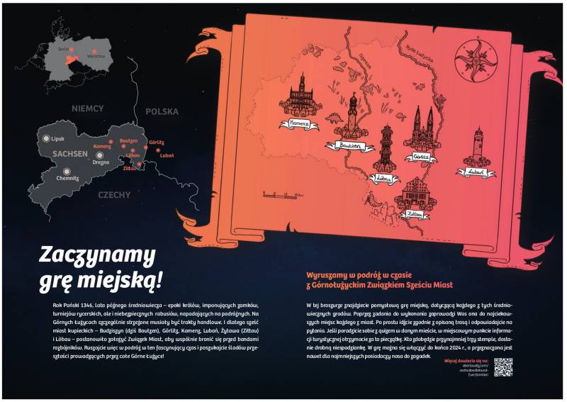 Broszura gry miejskiej - mapa miast biorących udział w zabawie